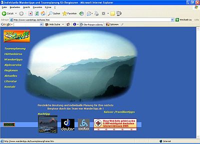 Hardcopy Wandertipp.de - Startseite, Fr�hjahr 2005
